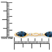 Bids.com 5.58 Carat Genuine Blue Sapphire and White Diamond 14K Yellow Gold Bracelet Bracelets White Smoke size 7.00