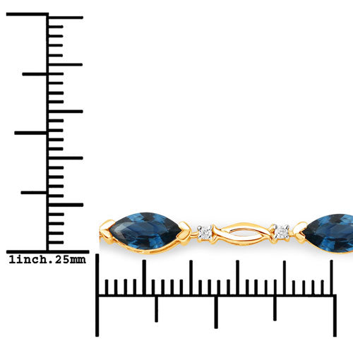 Bids.com 5.58 Carat Genuine Blue Sapphire and White Diamond 14K Yellow Gold Bracelet Bracelets White Smoke size 7.00