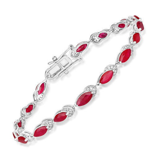 Bids.com 6.79 Carat Genuine Ruby and White Diamond 14K White Gold Bracelet Bracelets White Smoke size 7.00