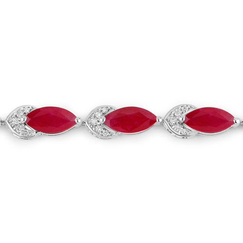 Bids.com 6.79 Carat Genuine Ruby and White Diamond 14K White Gold Bracelet Bracelets White Smoke size 7.00
