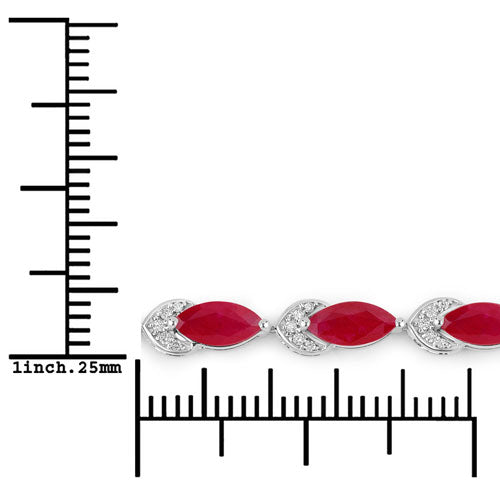 Bids.com 6.79 Carat Genuine Ruby and White Diamond 14K White Gold Bracelet Bracelets White Smoke size 7.00