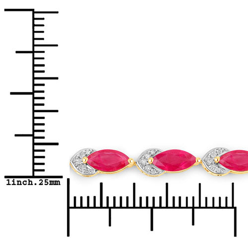 Bids.com 6.79 Carat Genuine Ruby and White Diamond 14K Yellow Gold Bracelet Bracelets White Smoke size 7.00
