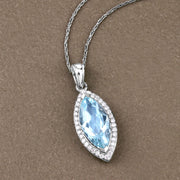 Bids.com 2.55 Carat Genuine Aquamarine and White Diamond 14K White Gold Pendant Pendants Dim Gray