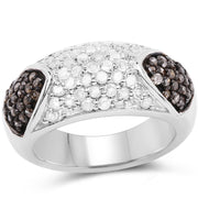 Bids.com 0.94 Carat Genuine Champagne Diamond and White Diamond .925 Sterling Silver Ring Rings White Smoke size 6.00,size 7.00,size 8.00,size 9.00