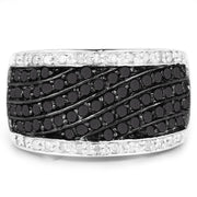 Bids.com 0.79 Carat Genuine Black Diamond and White Diamond .925 Sterling Silver Ring Rings Dark Slate Gray size 6.00,size 8.00,size 7.00,size 9.00