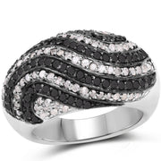 Bids.com 1.26 Carat Genuine Black Diamond and White Diamond .925 Sterling Silver Ring Rings White Smoke size 7.00,size 8.00,size 6.00,size 9.00