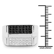 Bids.com 0.64 Carat Genuine Black Diamond and White Diamond .925 Sterling Silver Ring Rings White Smoke size 6.00,size 8.00,size 9.00,size 7.00