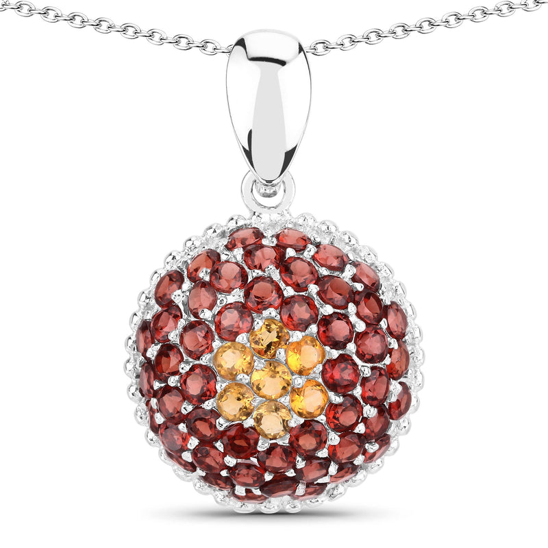 Bids.com 4.57 Carat Genuine Citrine and Garnet .925 Sterling Silver Pendant Pendants White Smoke