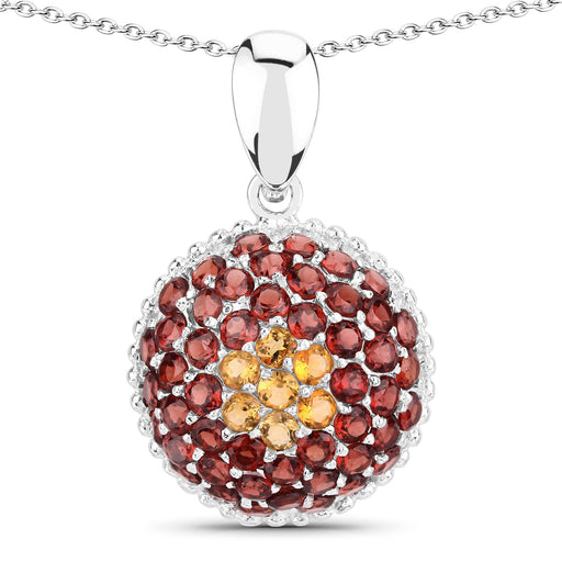 Bids.com 4.57 Carat Genuine Citrine and Garnet .925 Sterling Silver Pendant Pendants White Smoke