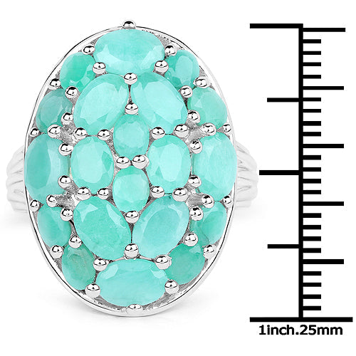 Bids.com 5.48 Carat Genuine Emerald .925 Sterling Silver Ring Rings White Smoke size 9.00,size 6.00,size 7.00,size 8.00