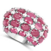 Bids.com 8.54 Carat Glass Filled Ruby and White Topaz .925 Sterling Silver Ring Rings White Smoke size 6.00,size 7.00,size 8.00,size 9.00