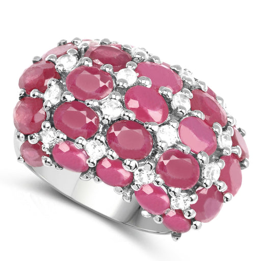 Bids.com 8.54 Carat Glass Filled Ruby and White Topaz .925 Sterling Silver Ring Rings White Smoke size 6.00,size 7.00,size 8.00,size 9.00