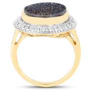 Bids.com 4.90 Carat Genuine Cobalt Blue Drusy .925 Sterling Silver Ring Rings White Smoke size 6.00,size 9.00,size 7.00,size 8.00,size 5.00,size 10.00