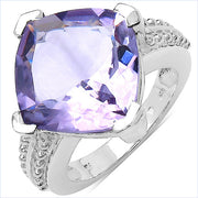 Bids.com 10.30 Carat Genuine Amethyst .925 Sterling Silver Ring Rings White Smoke size 7.00,size 6.00,size 8.00,size 9.00