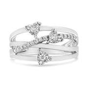 Bids.com .925 Sterling Silver 1/5 Cttw Miracle-Set Diamond Heart Cross-Over Bypass Ring (I-J Color, I2-I3 Clarity) - Size 7 Rings White Smoke 9 / White.Sterling Silver,8 / White.Sterling Silver,6 / White.Sterling Silver,7 / White.Sterling Silver