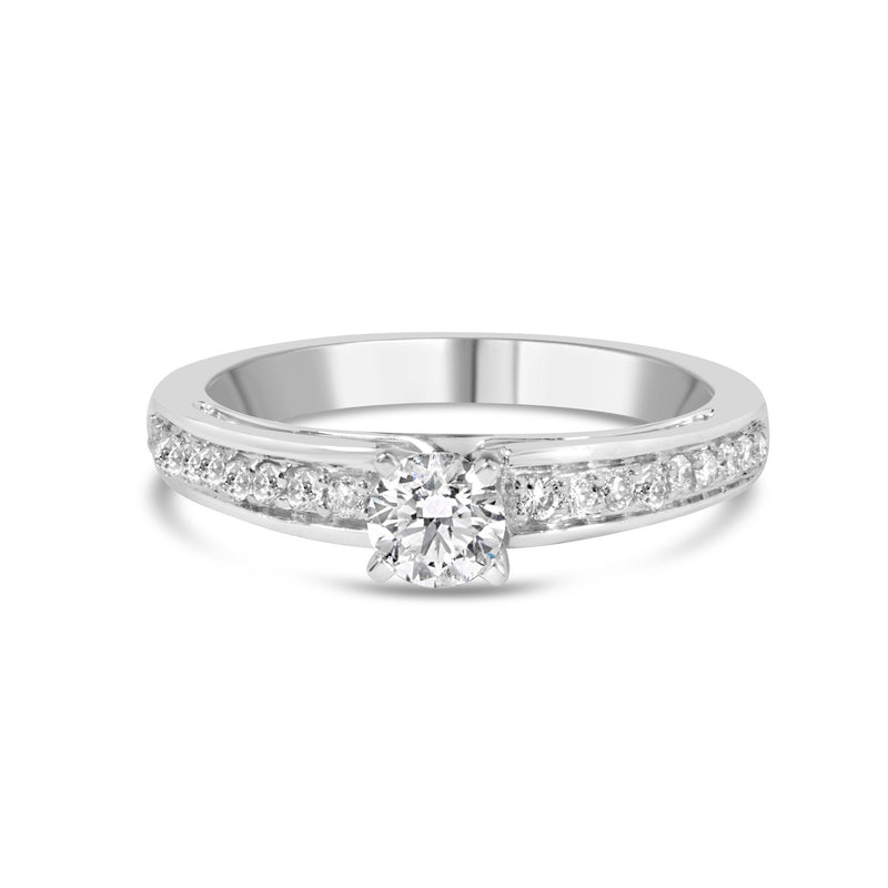 Bids.com 14K White Gold 1/2 Cttw Diamond Solitaire Pave Set Engagement Ring (G-H Color, VS2-SI1 Clarity) - Size 7 Rings White Smoke 7 / White.Gold