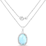 Bids.com 13.55 Carat Genuine Larimar and White Topaz .925 Sterling Silver Pendant Pendants White Smoke