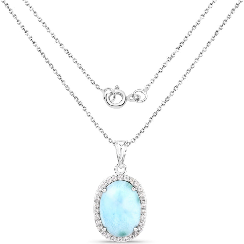 Bids.com 13.55 Carat Genuine Larimar and White Topaz .925 Sterling Silver Pendant Pendants White Smoke