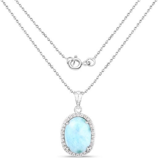 Bids.com 13.55 Carat Genuine Larimar and White Topaz .925 Sterling Silver Pendant Pendants White Smoke