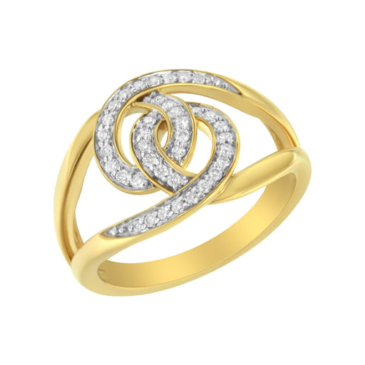 Bids.com 14K Yellow Gold Plated .925 Sterling Silver 1/4 Cttw Diamond Interlocking Loop Open Shank Bypass Ring (I-J Color, I1-I2 Clarity) - Size 7 Rings White Smoke 7 / Yellow.Sterling Silver,9 / Yellow.Sterling Silver,8 / Yellow.Sterling Silver,6 / Yellow.Sterling Silver