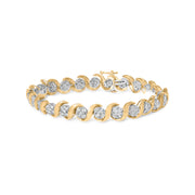 Bids.com 10K Yellow Gold 4.00 Cttw Round-Cut Diamond Floral Link 7.5" Bracelet (H-I Color, I2-I3 Clarity) Bracelets White Smoke Yellow.Gold / 7.5