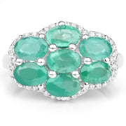 Bids.com 3.33 Carat Genuine Zambian Emerald and White Zircon .925 Sterling Silver Ring Rings White Smoke size 6.00,size 7.00,size 8.00,size 5.00,size 9.00,size 10.00,size 8.50,size 6.50
