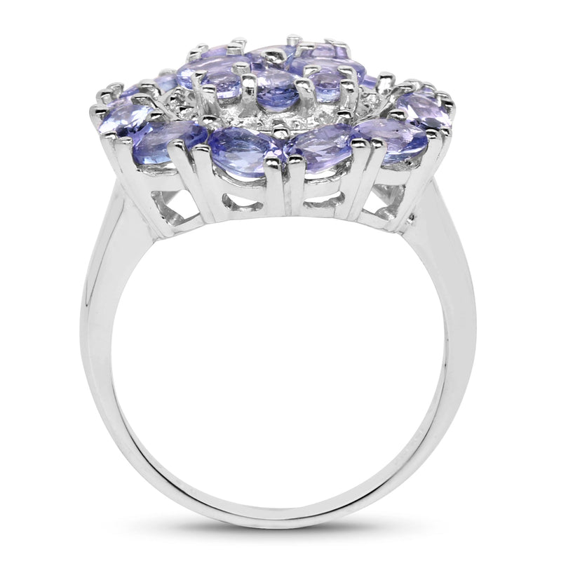 Bids.com 2.92 Carat Genuine Tanzanite .925 Sterling Silver Ring Rings White Smoke size 7.00,size 6.00,size 8.00,size 9.00,size 5.00,size 10.00