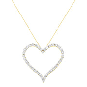 Bids.com 10k Yellow Gold Plated .925 Sterling Silver 3.0 cttw Round-Cut Diamond Open Heart Pendant Necklace (J-K Color, I1-I2 Clarity) - 18" Necklaces White Smoke Yellow.Sterling Silver / 18