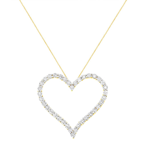 Bids.com 10k Yellow Gold Plated .925 Sterling Silver 3.0 cttw Round-Cut Diamond Open Heart Pendant Necklace (J-K Color, I1-I2 Clarity) - 18" Necklaces White Smoke Yellow.Sterling Silver / 18
