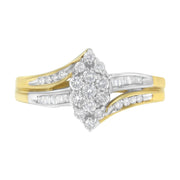 Bids.com 10K Yellow and White Gold 1/2 Cttw Diamond Marquise Shaped Cluster Split Shank Ring (H-I Color, SI2-I1 Clarity) - Size 7 Rings White Smoke 5 / YellowWhite.Gold,8 / YellowWhite.Gold,6 / YellowWhite.Gold,7 / YellowWhite.Gold