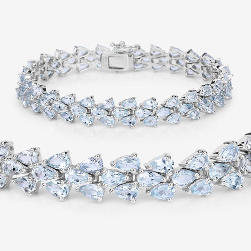 Bids.com 14.11 Carat Genuine Aquamarine .925 Sterling Silver Bracelet Bracelets White Smoke size 7.50,size 7.00,size 7.25