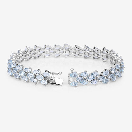Bids.com 14.11 Carat Genuine Aquamarine .925 Sterling Silver Bracelet Bracelets White Smoke size 7.50,size 7.00,size 7.25