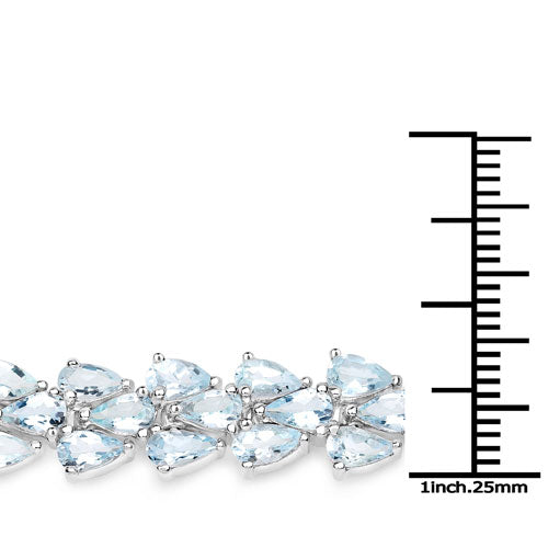 Bids.com 14.11 Carat Genuine Aquamarine .925 Sterling Silver Bracelet Bracelets White Smoke size 7.50,size 7.00,size 7.25