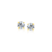 Bids.com 14k Yellow Gold Stud Earrings with White Hue Faceted Cubic Zirconia Earrings White Smoke Yellow Gold