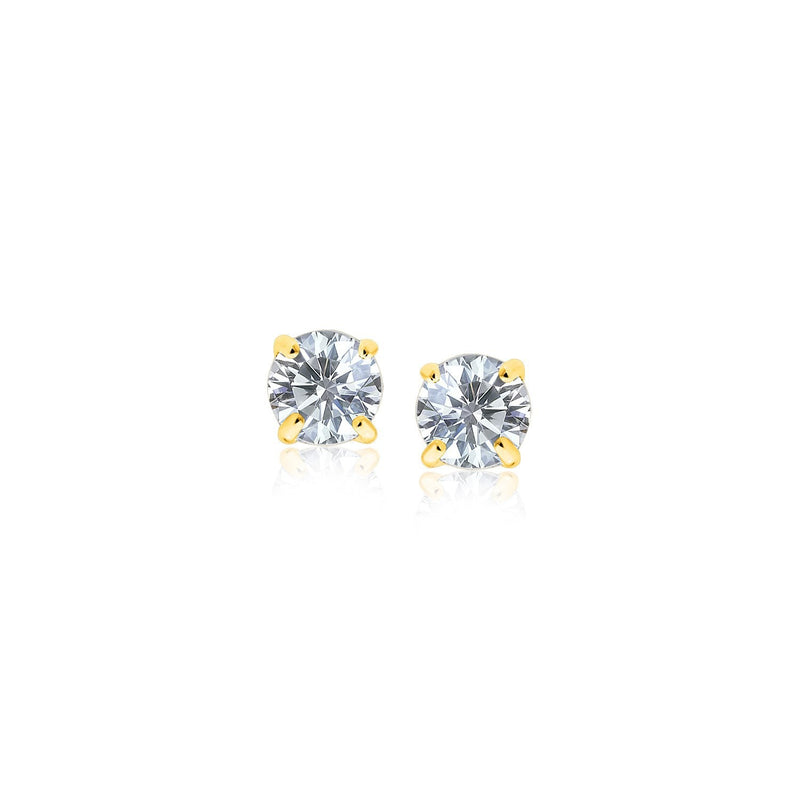 Bids.com 14k Yellow Gold Stud Earrings with White Hue Faceted Cubic Zirconia Earrings White Smoke Yellow Gold