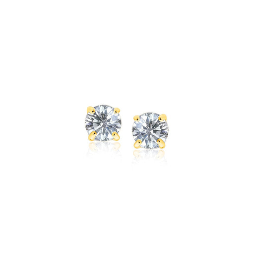 Bids.com 14k Yellow Gold Stud Earrings with White Hue Faceted Cubic Zirconia Earrings White Smoke Yellow Gold