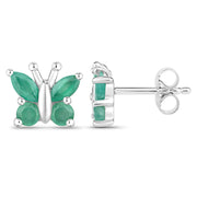 Bids.com 0.88 Carat Genuine Emerald .925 Sterling Silver Earrings Earrings White Smoke