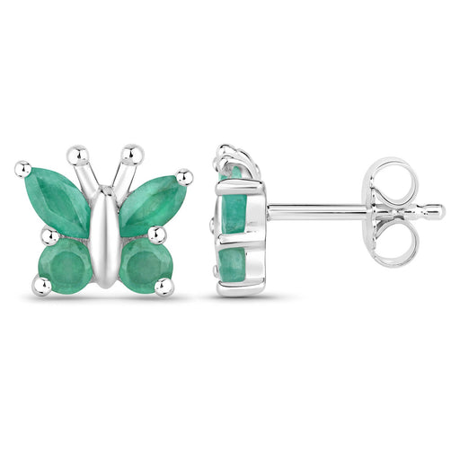 Bids.com 0.88 Carat Genuine Emerald .925 Sterling Silver Earrings Earrings White Smoke