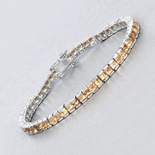 Bids.com 8.25 Carat Genuine Citrine .925 Sterling Silver Bracelet Bracelets Light Gray size 7.00