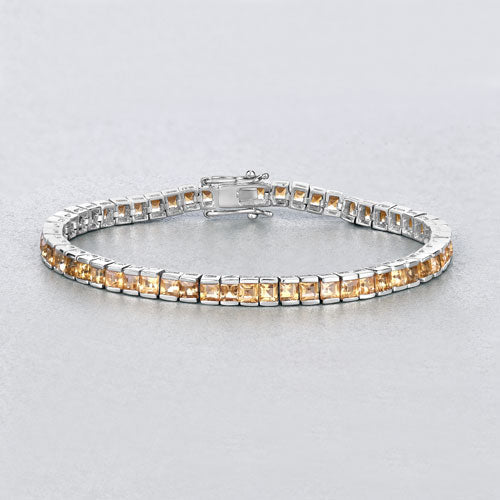 Bids.com 8.25 Carat Genuine Citrine .925 Sterling Silver Bracelet Bracelets Gray size 7.00