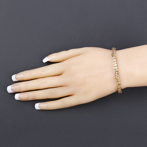 Bids.com 8.25 Carat Genuine Citrine .925 Sterling Silver Bracelet Bracelets Wheat size 7.00