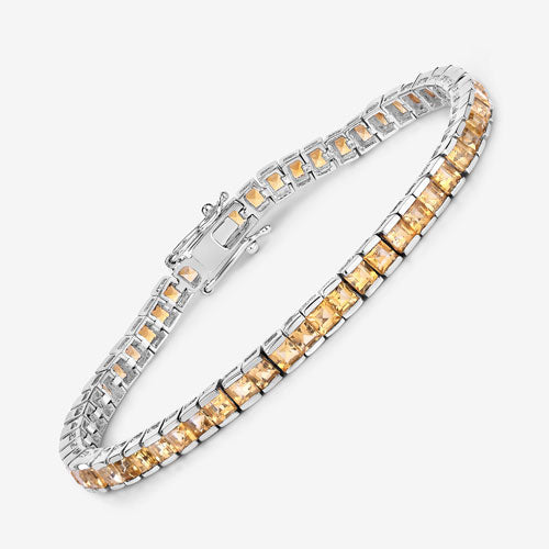 Bids.com 8.25 Carat Genuine Citrine .925 Sterling Silver Bracelet Bracelets White Smoke size 7.00