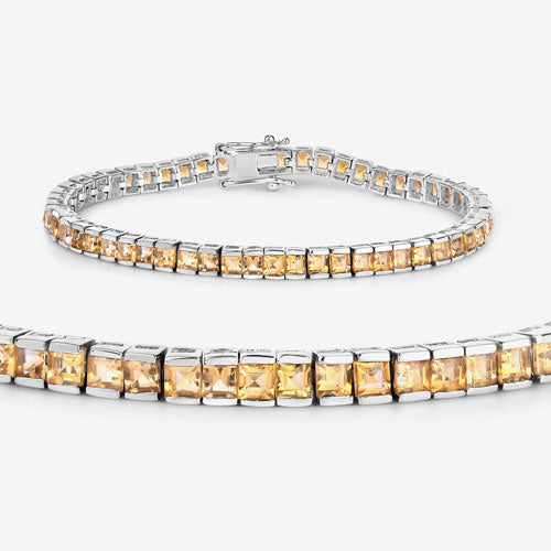 Bids.com 8.25 Carat Genuine Citrine .925 Sterling Silver Bracelet Bracelets White Smoke size 7.00