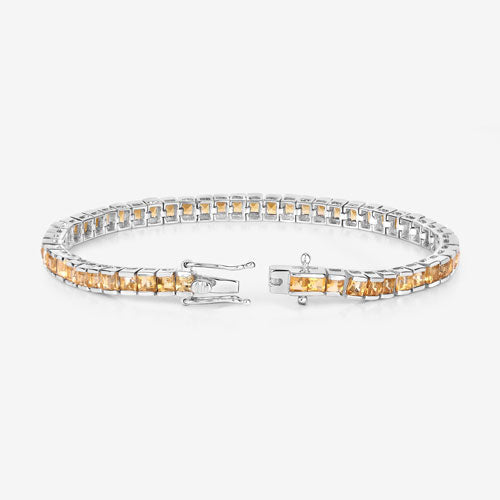 Bids.com 8.25 Carat Genuine Citrine .925 Sterling Silver Bracelet Bracelets White Smoke size 7.00