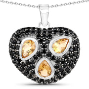 Bids.com 3.19 Carat Genuine Citrine and Black Spinel .925 Sterling Silver Pendant Pendants White Smoke