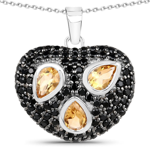 Bids.com 3.19 Carat Genuine Citrine and Black Spinel .925 Sterling Silver Pendant Pendants White Smoke