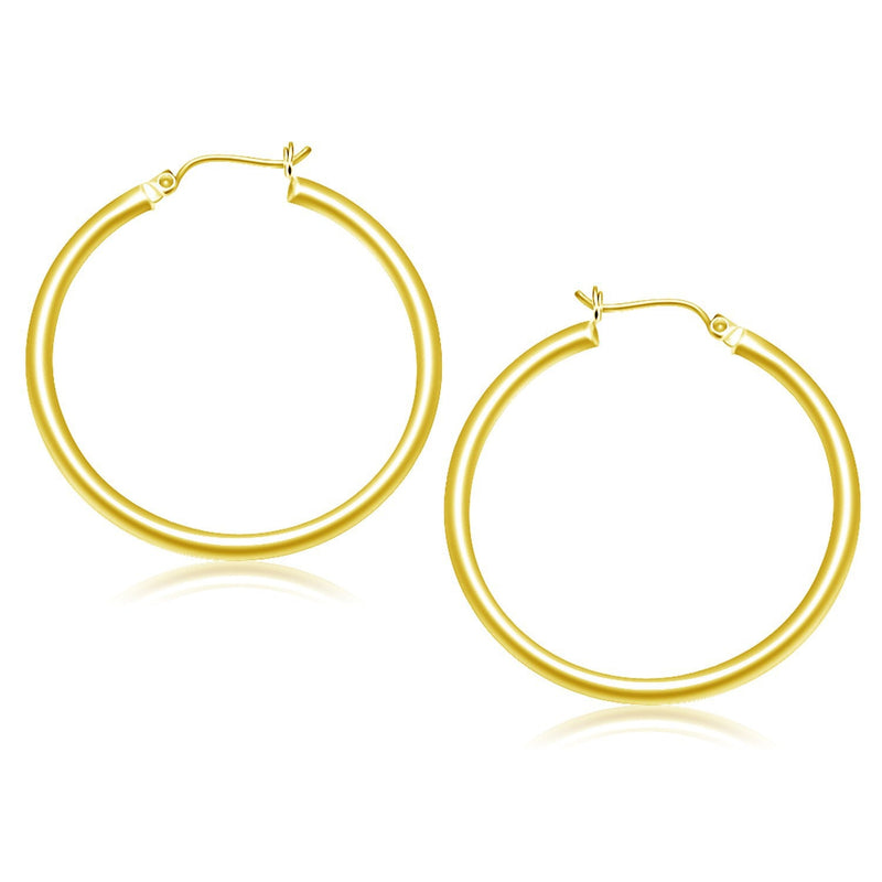 Bids.com 14k Yellow Gold Polished Hoop Earrings (40 mm) Earrings White Smoke Yellow Gold