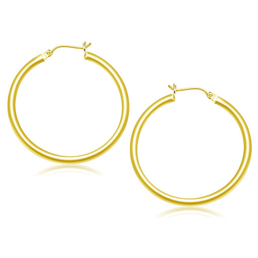 Bids.com 14k Yellow Gold Polished Hoop Earrings (40 mm) Earrings White Smoke Yellow Gold