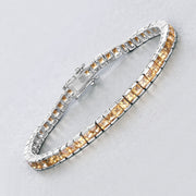 Bids.com 8.25 Carat Genuine Citrine .925 Sterling Silver Bracelet Bracelets Light Gray size 7.00
