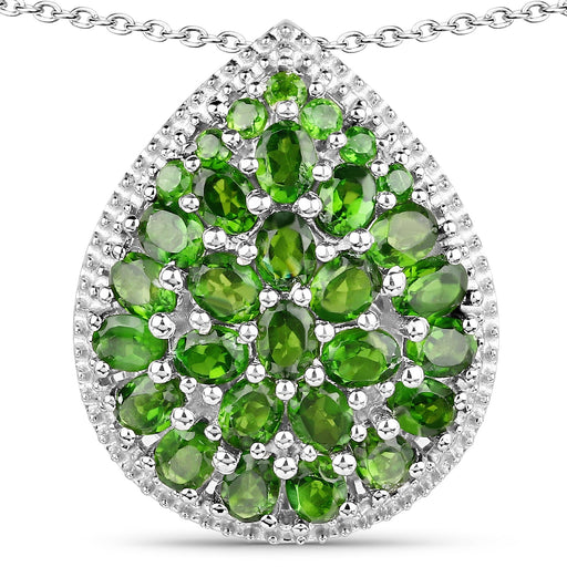 Bids.com 4.65 Carat Genuine Chrome Diopside .925 Sterling Silver Pendant Pendants White Smoke